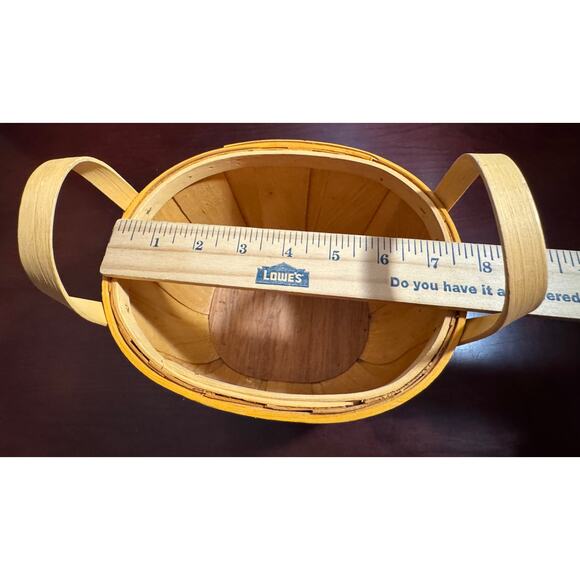 Wooden Happy Harvest Basket Fall Decoration 6" Tall 6.5" Diameter - Picture 7 of 10